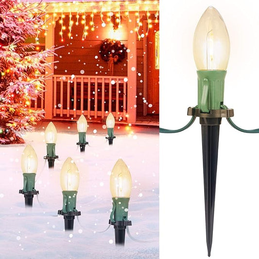 Brightown C9 Christmas String Lights Outdoor - 25.7 Feet 20 LED Pathway Lights, Connectable Waterproof Walkway Light for Indoor Xmas Party Holiday Wedding Commercial Decorations, Warm White
