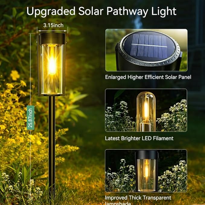 Solar Pathway Lights Outdoor 4 Pack, Bright Solar Path Lights Outside Waterproof, Walkway Light Solar Powered Landscape Lights for Driveway Lawn Patio Sidewalk Yard (4 Pack, Round)
