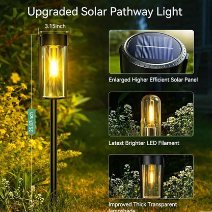 Solar Pathway Lights Outdoor 4 Pack, Bright Solar Path Lights Outside Waterproof, Walkway Light Solar Powered Landscape Lights for Driveway Lawn Patio Sidewalk Yard (4 Pack, Round)