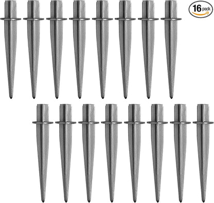 16 PCS 5.3 Inch Solar Light Stakes, Silver Spikes Metal Pathway Stakes, LED Light Ground Spikes for Garden Decoration