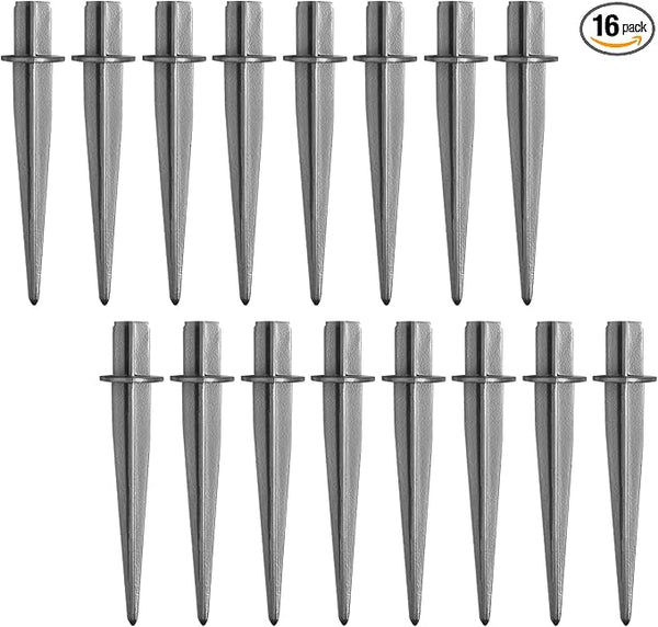 16 PCS 5.3 Inch Solar Light Stakes, Silver Spikes Metal Pathway Stakes, LED Light Ground Spikes for Garden | Lumora