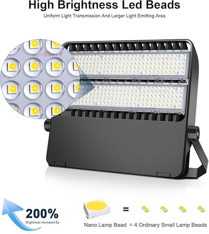 LED 240 Watt Stadium Lights Fixture, Outdoor Super Bright 36000 Lumen Stadium Flood Light, 5000K 120° Wider Lighting Angle Yoke Mount Commercial Arena Lights 110Volt-277Volt (3 Pack)