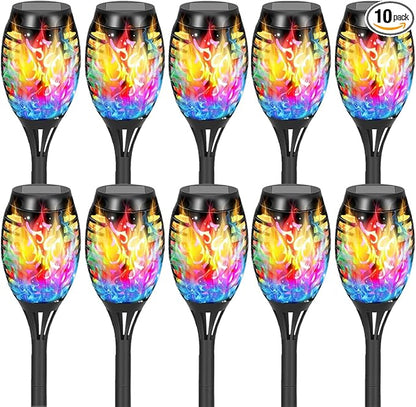 Solar Lights Outdoor, Solar Torch Lights with Flickering Flame,Waterproof Outdoor Garden Lights for Outside Patio Pathway Yard Decorations(6/8/1-/12/16/18/24, Multicolor) (10)