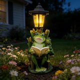 Solar Frog Garden Statue for Outdoor Decor with Lantern - Lawn Decoration 16“ Tall Frog Figurine Lights for Patio | Lumora