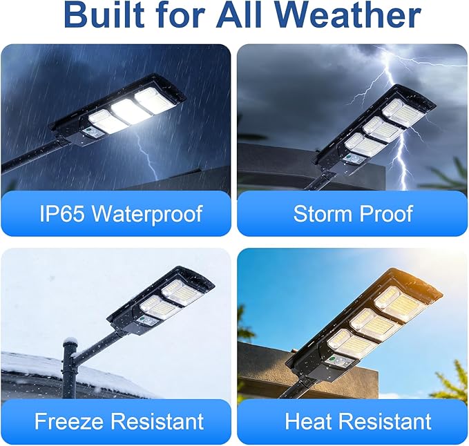 Solar Street Light Outdoor, Motion Sensor Solar Powered Lights, Dusk to Dawn Flood Lights with Remote Control, Waterproof Security Lighting for Yard Driveway Pathway Parking Lot Patio Porch