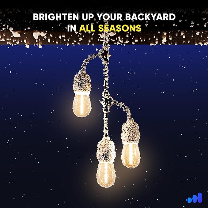 Maximm Outdoor String Lights Waterproof Shatterproof - LED Lights for Outside, with 10 Edison Plastic Bulbs Great | Lumora