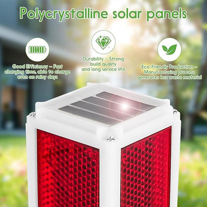 5 PCS Solar Driveway Markers, Solar Powered Driveway Lights on Poles, Outdoor Landscape Reflectors for Snow Road, Yard, Parking Lot, and Sidewalk (Red)