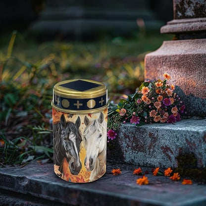 Horses Garden Stake Light, Solar Lights for Cemetery Grave,Solar Pathway Lights Outdoor,Lawn Yard Patio Garden Decor