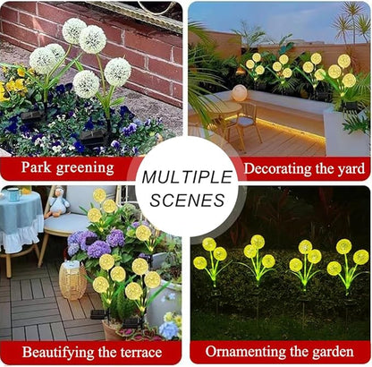 Solar Lights Outdoor, Decorative Animal & Flower Shaped Landscape Lights with Warm/Colorful LED, Auto On/Off Waterproof Solar Powered Decor for Yard Lawn Patio Gift Idea (Warm-Dandelion-2pack)