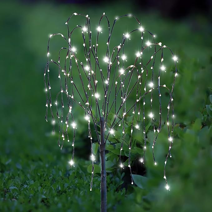 FUCHSUN 4.6 FT 200 LED Solar Lighted Willow Tree Outdoor, Light Up Weeping Willow Tree Garden Pathway Lights | Lumora