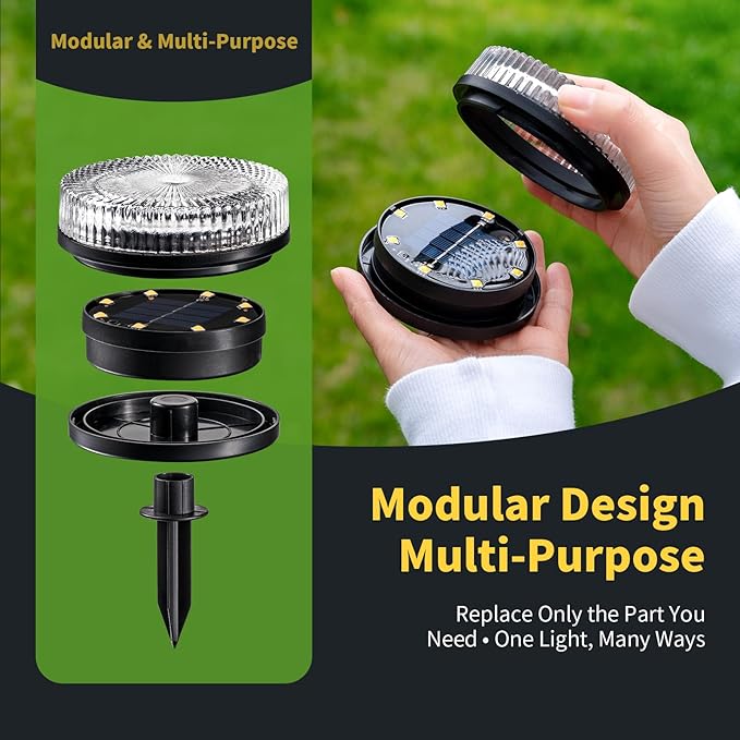 Glass Solar Ground Lights with Ray Style, Modular-Design Waterproof In-Ground Light for Patio Pathway Lawn Yard | Lumora