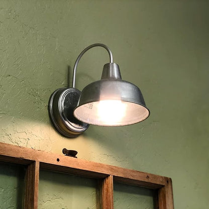 Design House Mason Farmhouse Gooseneck Barn Light, Outdoor Exterior Porch or Patio Wall Light Fixture, Galvanized Gray Paint, 10 Inch Diameter, 1-Pack, 579383