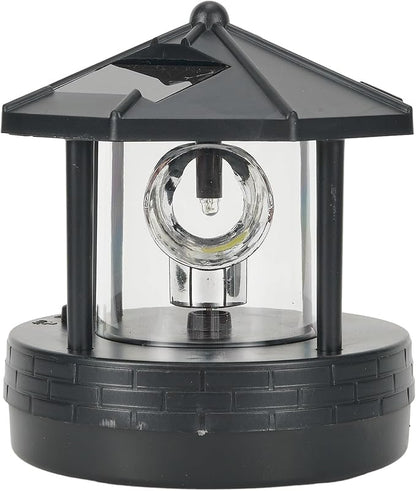 Solar Powered Lighthouse, for 360 Degree Rotating Lamp IP65 Solar Lighthouse Landscape Path Lights Garden Yard Outdoor Decor(Black)