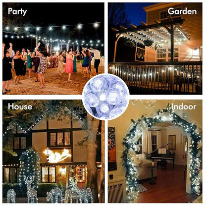 Metaku Outdoor String Lights Battery Operated 16.4ft 50LED Fairy Lights with Remote Waterproof Indoor Outdoor Hanging Globe Decorative for Patio Gazebo Bistro Garden Balcony