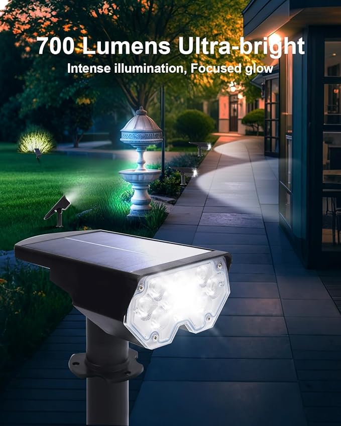 1 Pack Solar Powered Outdoor Spot Lights Outside Waterproof 20 LEDs Landscape Spotlights Dusk to Dawn for House | Lumora