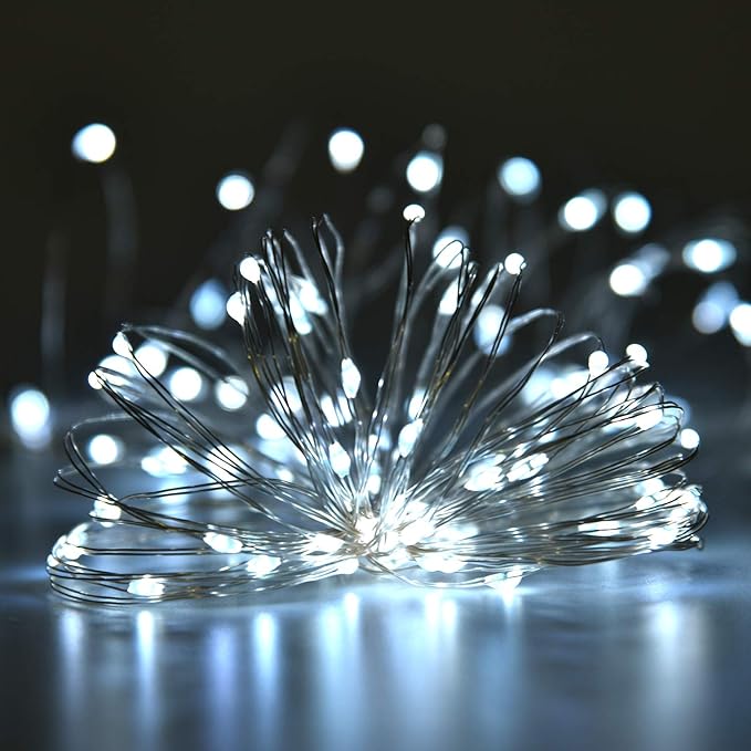 2 Pack Solar String Lights, 100LED 33FT Outdoor Waterproof Solar Fairy Lights with 8 Modes, Copper Wire Twinkle Lights for Garden, Patio, Party, Christmas, Home Decor(White)