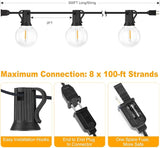 Bosceos 300ft (100ft*3) Outdoor G40 LED Globe String Lights Dimmable Waterproof Shatterproof Light Strings | Lumora