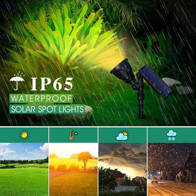 Solar Spotlights, 18 LED Solar Lights Outdoor Waterproof, 2 Mode Soft Warm White Landscape Lighting Auto On/Off | Lumora