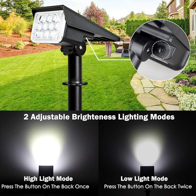 T-SUNUS 20 LED Solar Spotlights, IP65 Waterproof 2-in-1 Outdoor Solar Landscape Light for Yard Garden Driveway | Lumora