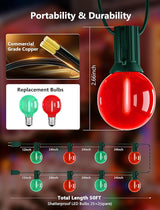 50Ft Red and Green Christmas Lights Outdoor, G40 Globe Patio String Lights with 27 LED Red and Green LED Bulbs(2 | Lumora