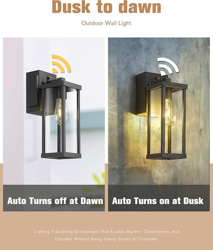 Ken & Ricky Outdoor Wall Light Fixture,Exterior Lighting Fixtures,Modern Sconce Lights for Porch Patio Garage Front Door with Gfci Outlet (Black)