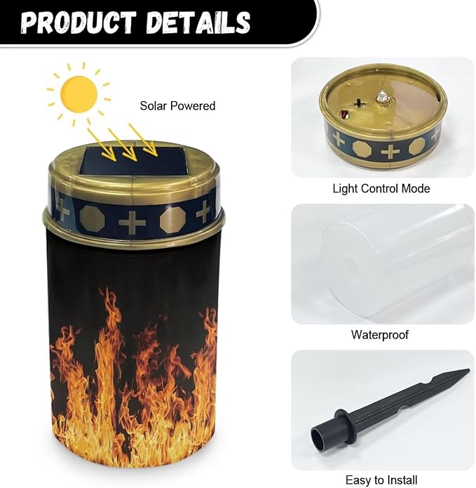 Flame Decorations Solar Lights,Stake Lights, Outdoor Waterproof Memorial Day Decorations Patriotic Lights for Garden Yard Pathway Grave