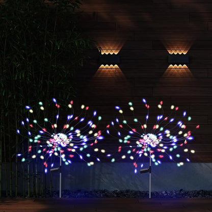 4 Pack 175 LED Solar Garden Light for Yard,Firework Lights Outdoor Waterproof with 2 Modes Twinkling Light, Sparkly Starburst Lights for Wedding Walkway Halloween Christmas Decor(Colorful)