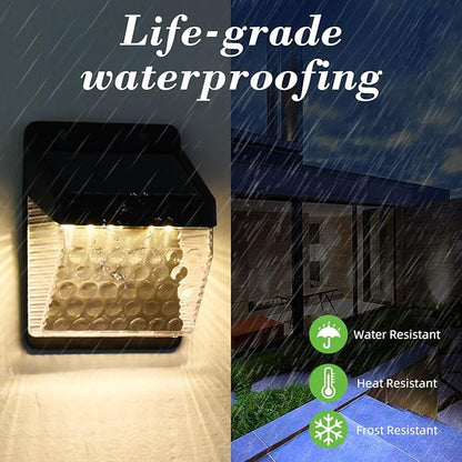 2 Pack Solar Outdoor Lights Waterproof Garden Landscape Lights UP and Down Illuminate Sunlight Lamp for Fence, Yard, Wall Decor Spot Lights Outdoor Solar Security Lights Cool Stuff (Warm)