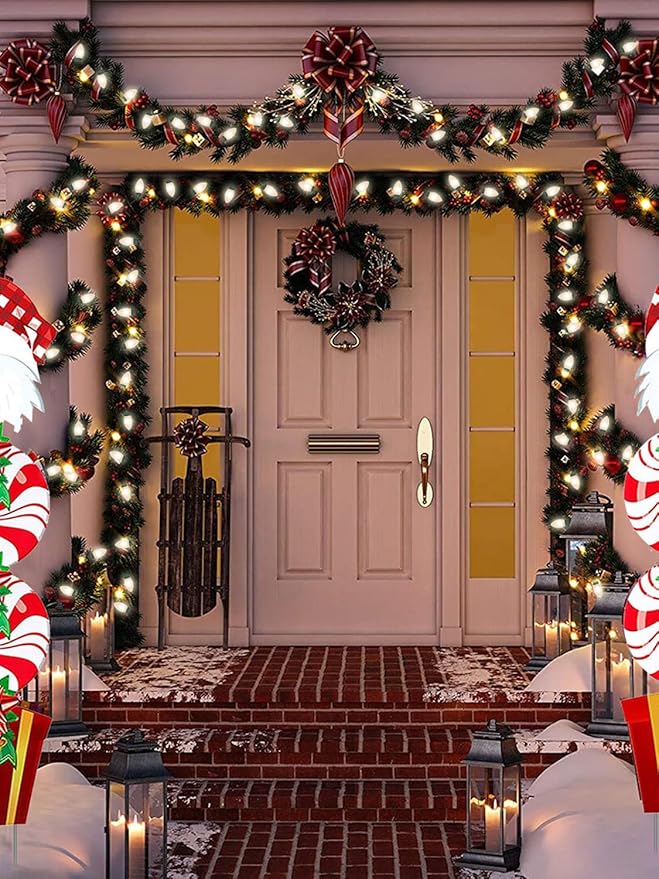 C9 Christmas Lights, 25FT Christmas C9 String Lights with 26 Frosted White Bulbs, Hanging Christmas Decoration Light for Outdoor Patio Party Garden Yard-Green Wire