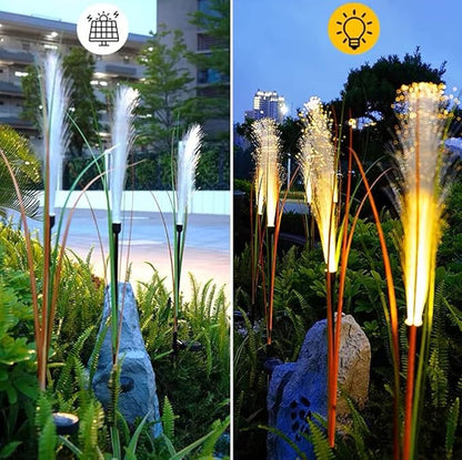 GUOCHENG Reed Solar Optical Lights Bulrush Shaped LED Waterproof Outdoor Garden Landscape Lights, Solar Flower Lights for Courtyard Pathway Flowerbed Patio Lawn Décor(2Pcs)