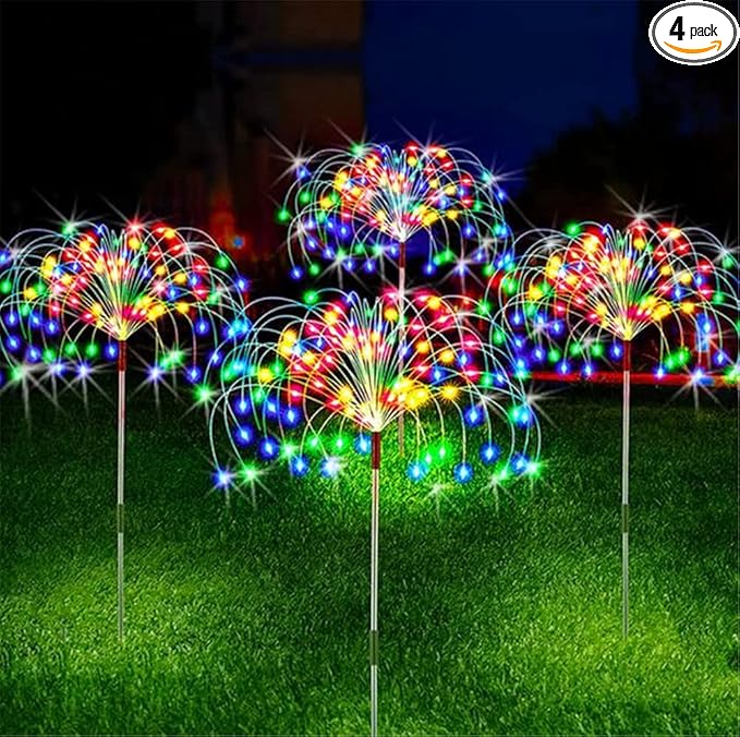 4 Pack Outdoor Solar Lights, Solar Garden Lights Bigger Firework Fairy Lights, Waterproof Outdoor Lights - Bigger | Lumora