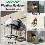 LIT-PaTH Outdoor Wall Lantern, Wall Sconce as Porch Lighting Fixture, E26 Base, Aluminum Housing Plus Glass | Lumora