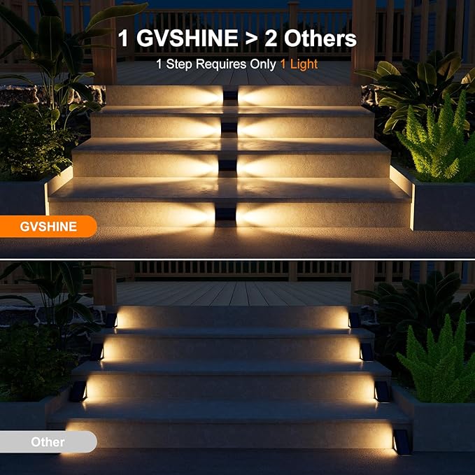 12 Pack Solar Powered Stair Lights Outdoor Waterproof Warm White Lamps for Deck Step Safety Outside Decorative LED | Lumora