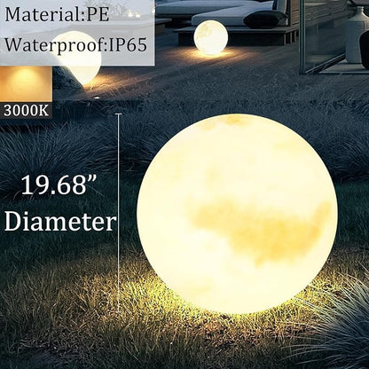 White Large Moon Ball Lamp,Waterproof Solar Outdoor Lamps,3000K Warm Light Decorative Patio Light,Modern Outdoor Lighting Suit for Garden Walkway and Party
