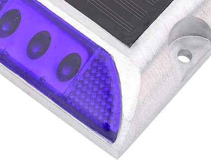 Alomejor Solar Driveway Lights, Cast Aluminum IP68 Outdoor Light with 72 Hour Runtime, 10 Ton Pressure Marker for Pathway and Garden (Blue)