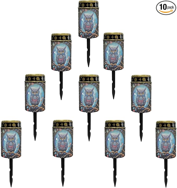 Galaxy Owl Outdoor Solar Lights for Yard Patio Landscape Lighting Solar Pathway Lights Warm White Solar Garden Stake Lights LED Solar Lantern Flameless Solar Powered Fairy Lights