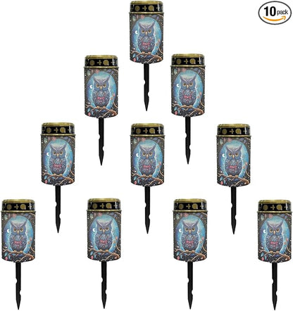 Galaxy Owl Outdoor Solar Lights for Yard Patio Landscape Lighting Solar Pathway Lights Warm White Solar Garden Stake Lights LED Solar Lantern Flameless Solar Powered Fairy Lights