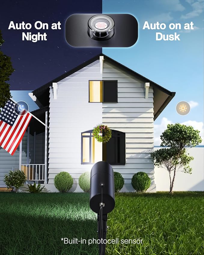 HIBOITEC 30W Spot Lights Outdoor Dusk to Dawn 120V Plug in Flag Pole Light 3000LM 5000K LED Waterproof Landscape | Lumora