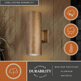 VAXCEL 2-Pack Chiasso 14.25 in. H 2-Light Warm Brass Outdoor Wall Sconce Rust-Resistant Aluminum Gold Metal Shade | Lumora