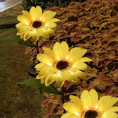 2 Pieces Sunflower Solar Light Single Head Lantern Solar Lights Simulation Sunflowers Outdoor Garden Lamp Suitable for Villa Park Courtyard (Pack of 2)
