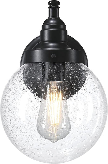 Westinghouse 6121300 Eddystone Traditional One Light Outdoor Wall Fixture, Matte Black Finish, Clear Seeded Glass