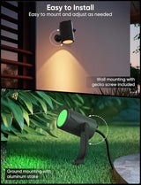 APPECK Smart Outdoor Spot Lights 24W, RGBCW Color Changing Landscape Lights 4 Pack, IP65 Waterproof Low Voltage | Lumora