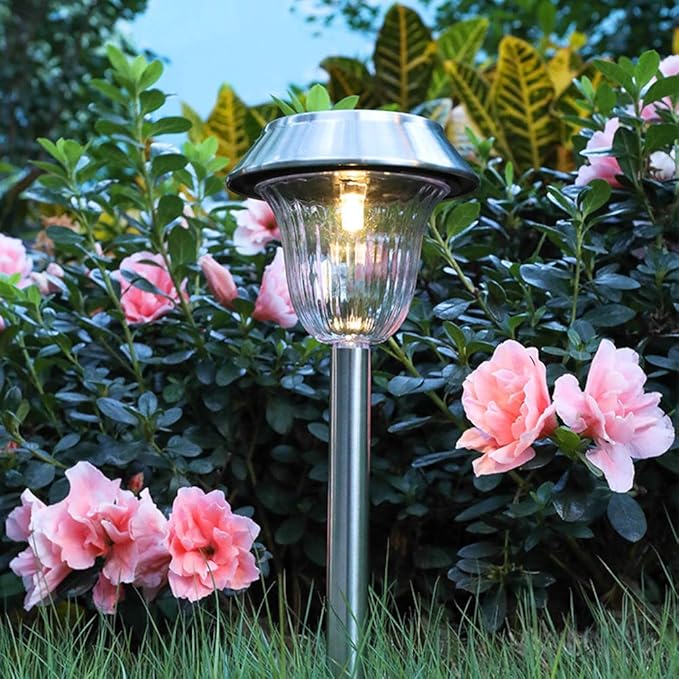 2- Pack Solar Lights Outdoor for Garden Walkway Led Solar Garden Lights Outdoor Waterproof for Pathway,Solar Pathway Lights Yard Lights for Patio Driveway Lawn Backyard Sidewalk Li
