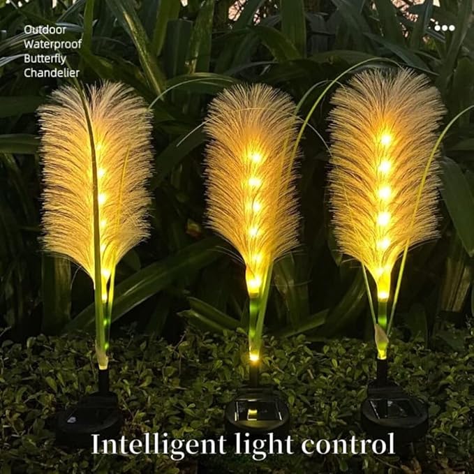 HUSSAIN Solar Garden Fairy Light, Reed Fiber Optic Light, Outdoor Solar Garden Lights Waterproof LED for Patio Yard | Lumora