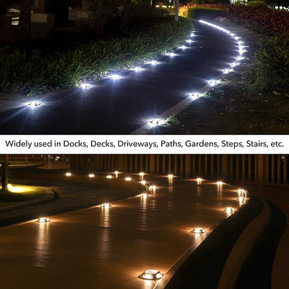 AGPTEK Solar Driveway Lights Outdoor 12 Pack, 2 Color Modes LED Deck Dock Marine Waterproof Driveway Marker Lights for Step Sidewalk Stair Garden Pathway Walkway Yard (Warm White/Cool White, Black)