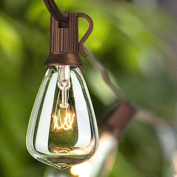 SUNSGNE 25FT Outdoor Edison Bulb String Lights with 27 Clear Edison Bulbs, ST35 Vintage String Lights for Patio | Lumora