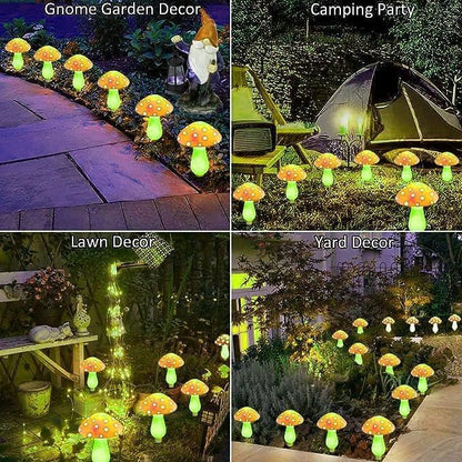 Generic Mushroom Solar Lights Outdoor, Waterproof Mushroom Landscape Lights 8 Lighting Modes Mushroom Garden Fairy Lights (Yellow, 3 Pack)