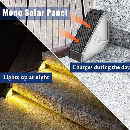 Solar Stair Lights IP65 Solar Step Light for Outdoor Stairs Waterproof for Rain Snow Lights for Patio Garden Porch Deck Front Step (Warm Light - 6PC)