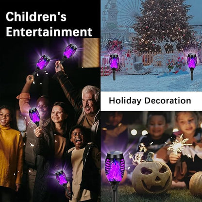 Solar Lights Outdoor Decorations, Upgraded Purple Flickering Flame, Waterproof Halloween Torch Lights, Tiki Torches for Outside Patio Pathway Decor, 6 Pack (6)