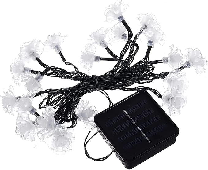 Solar Heart Lights, Outdoor Heart Lights 30LED 19.7ft with 8 Mode Working Lighting Waterproof for Christmas Tree Party Wedding Garden Decorate (Rose-Blue)